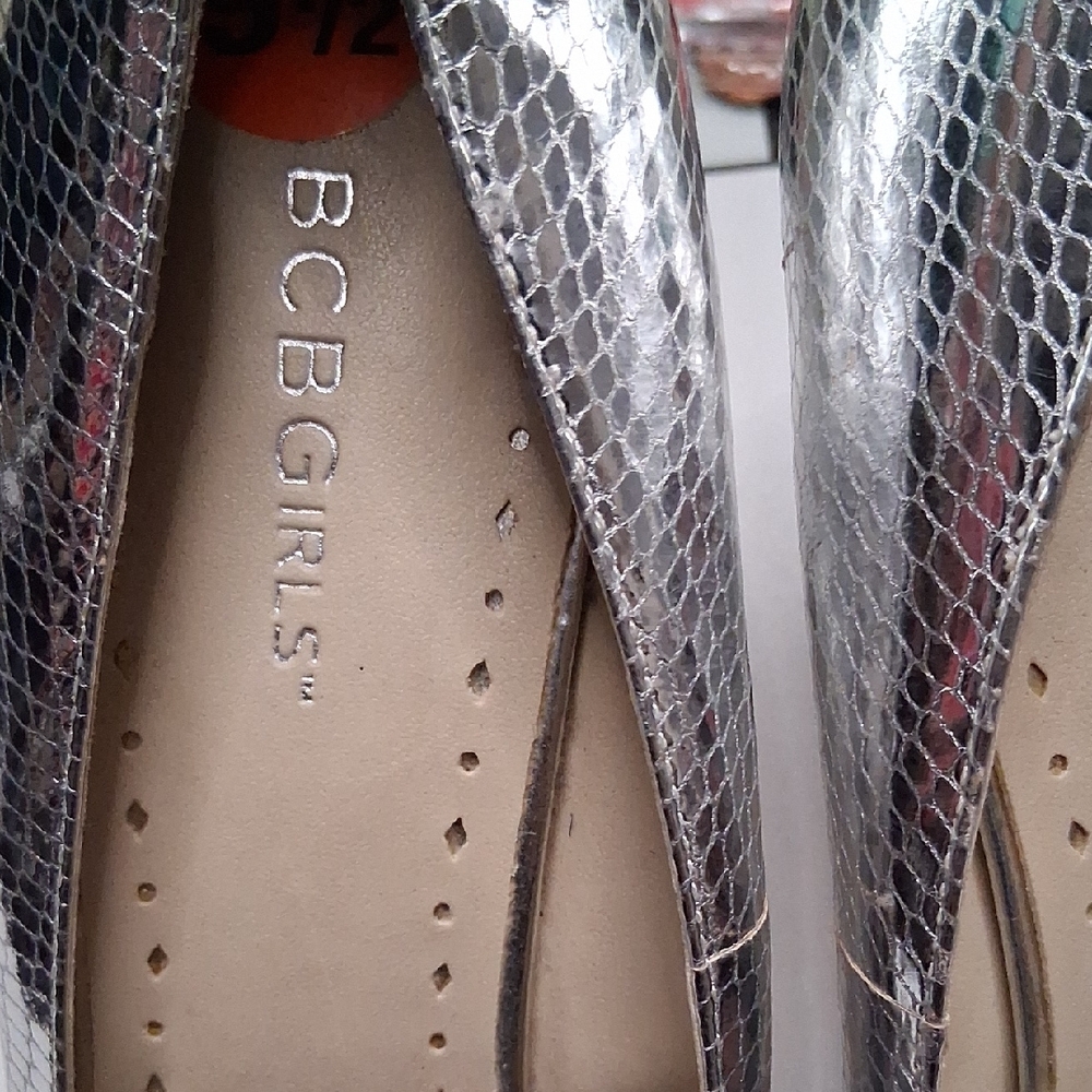 BCBGeneration Metallic Silver Snakeskin Heels - image 6